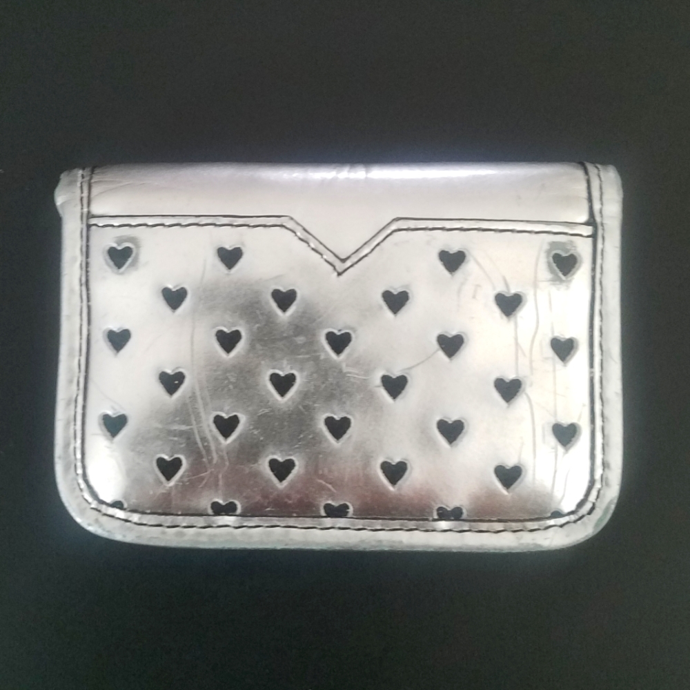 J. Crew Vintage Metallic Hearts Card Wallet